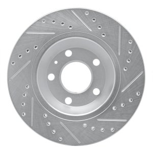 Audi S4 Brake Rotor (1) - Rear Left - R1 Concepts - Drilled & Slotted - Silver - `04-`09
